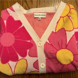 Floral Pink and Yellow Cardigan